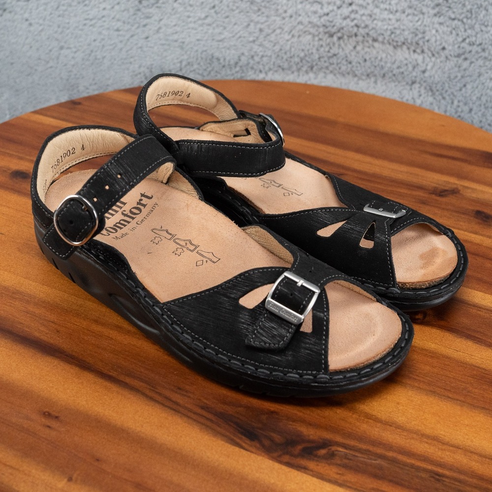 Finn Comfort Women's Size 37-6.5 Motomachi Black Suede Slingback Sandal Buckle